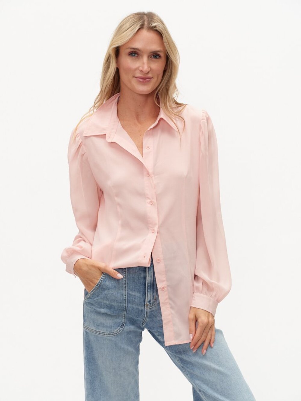 Mabel sheer Long sleeve Button Down top